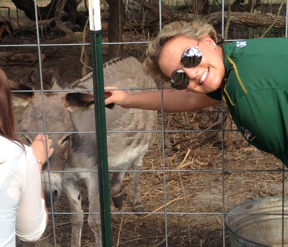 au pair petting animals